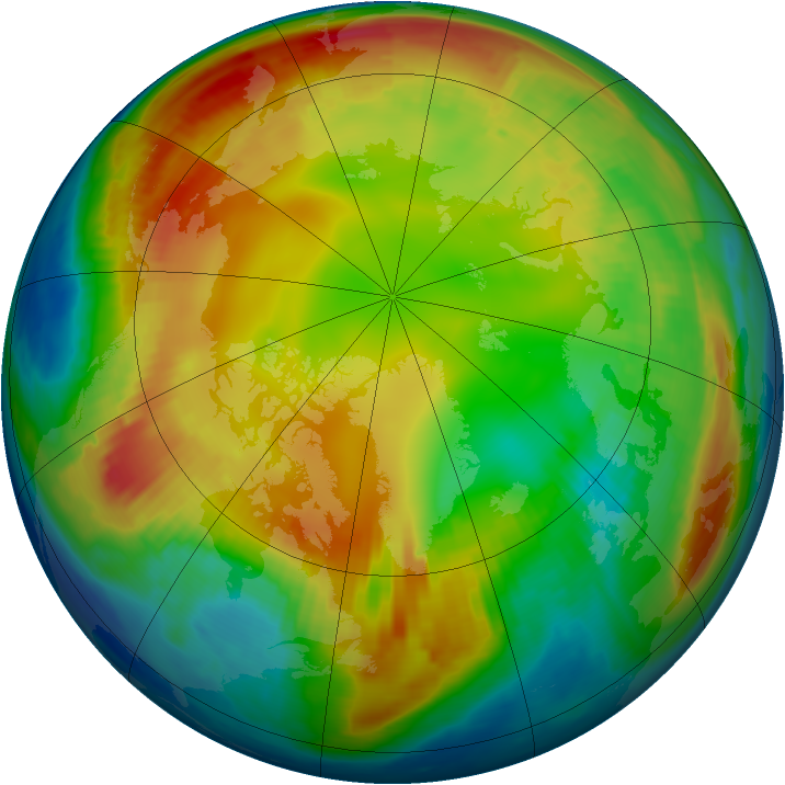 Arctic ozone map for 01 February 1999